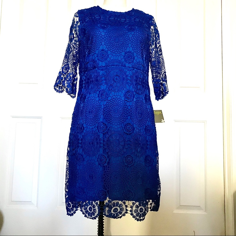 NWT - Taylor - Sapphire 3/4 Sleeve Lace Dress